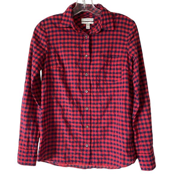 J. Crew Women's Crinkle Boy Shirt in Red Check - 00 EUC - Picture 3 of 14